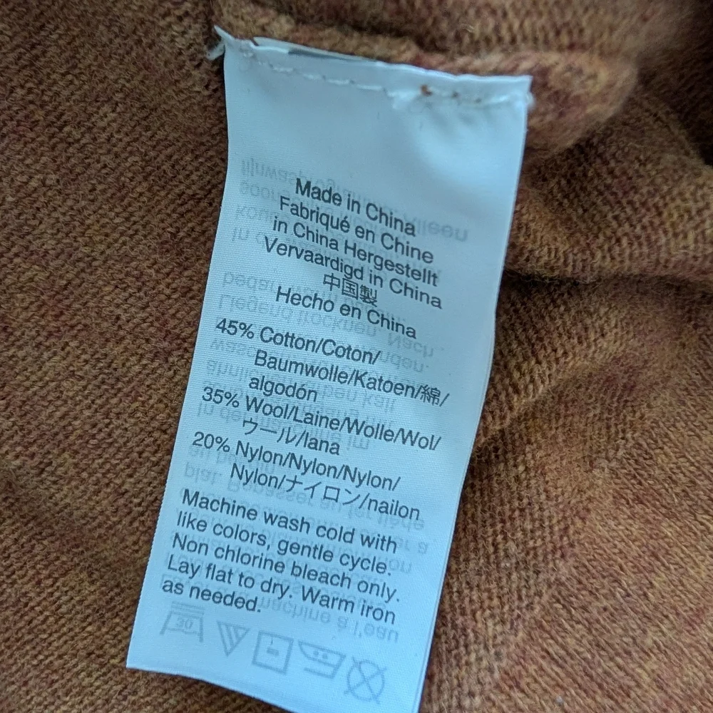 J Crew Women's Teddie Carmel Tan Pullover Sweater Size S Wool Cotton Blend Basic